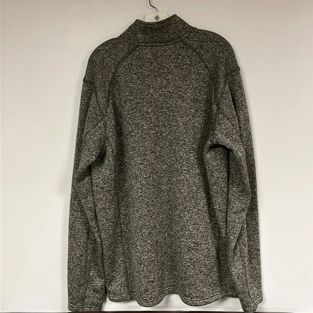 Eddie Bauer men's 1/4 zip gray/tan/black pullover sweater, inside fleece - TXL